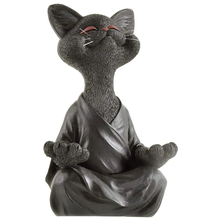 【Ornament】Home Decor Resin Ornaments-Cat Statue Meditation Statue gbfke