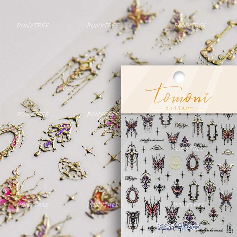 Bayuyun Dreamy Summer Nails – Blue Pink Purple Gradual Flower Petal Butterfly 5D Nail Art Stickers  