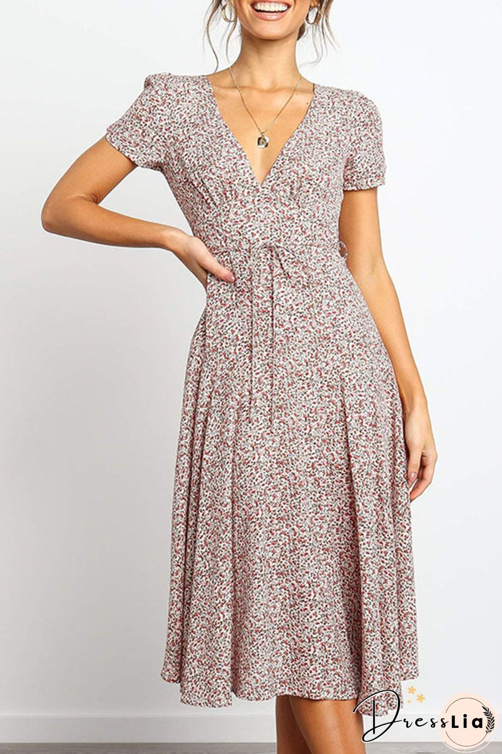 Fashion Sweet Split Joint V Neck A Line Dresses