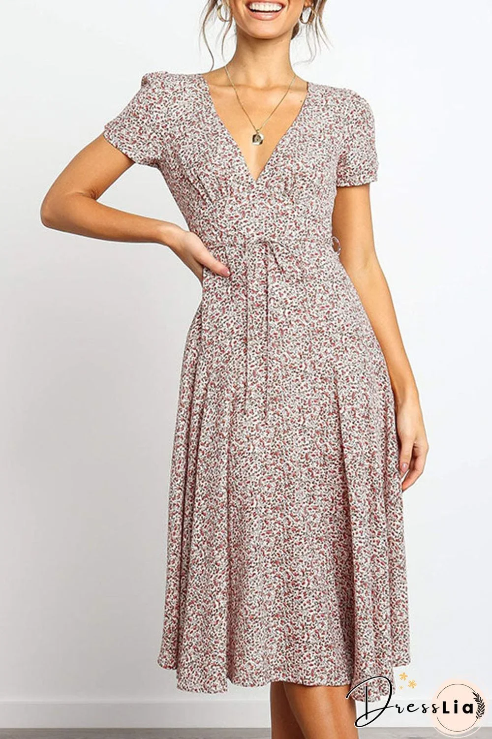 Fashion Sweet Split Joint V Neck A Line Dresses