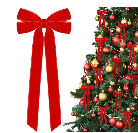 Tegooe 10PCS Velvet Bow Decorative Ribbons - Holiday Wedding Decor