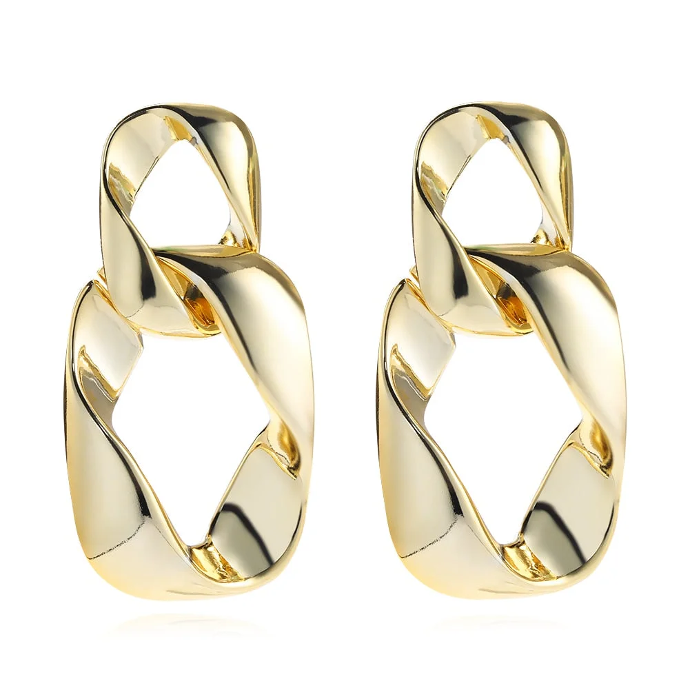 Dvacaman Golden Leaf Flower Earrings For Women Vintage Irregular Geometric Metal Long Drop Dangle Beetle Earrings Trendy Jewelry