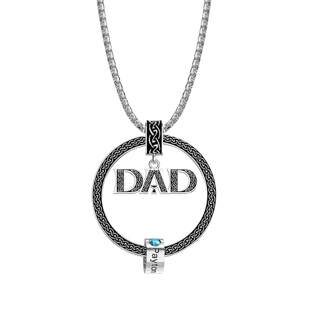 Personalisierte 1 Name DAD Kreisanhänger Halskette mit 1 Geburtsstein Vatertagsgeschenk Kettenmachen