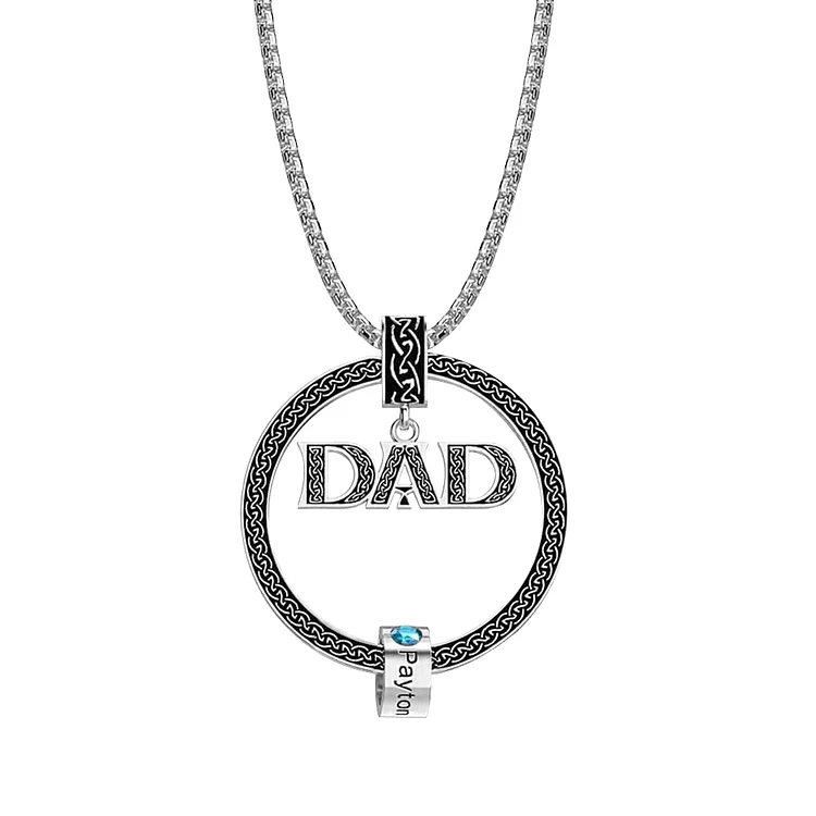 Personalisierte 1 Name DAD Kreisanhänger Halskette mit 1 Geburtsstein Vatertagsgeschenk