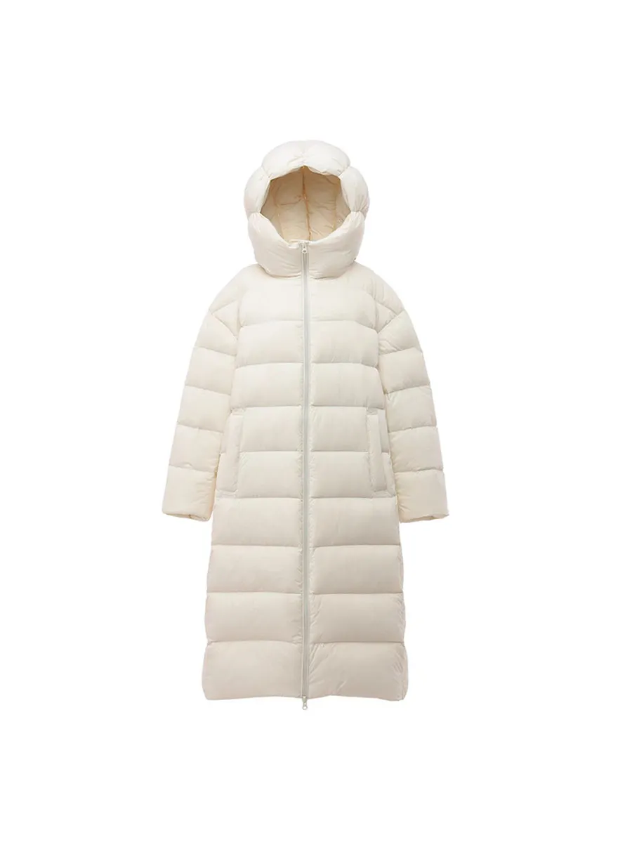 Uveng Cold Resistant Goose Down Add Thick Big Quilt Down Jacket Female Long Style 2024 New When There Is No Gallbladder Straight Filling Puff Coat Fashion