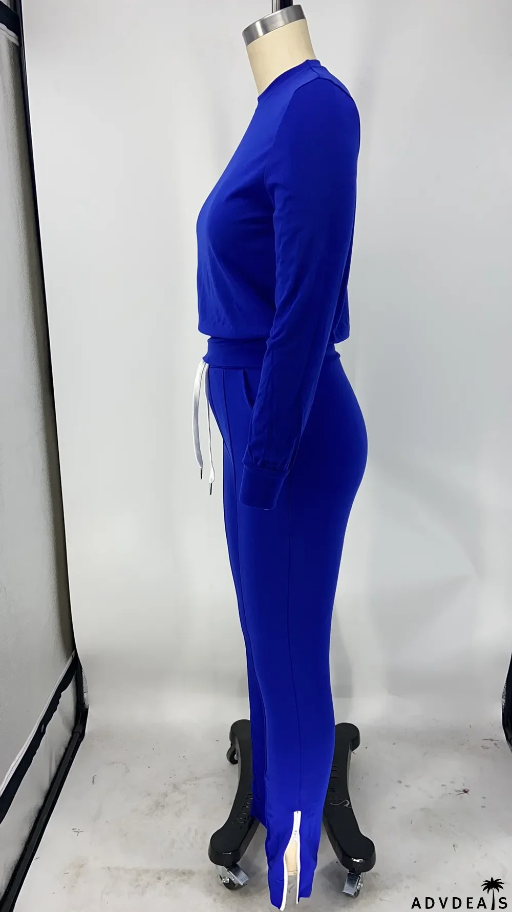 Autumn Casual Solid Color Shirt and Slit Bottom Pants Set