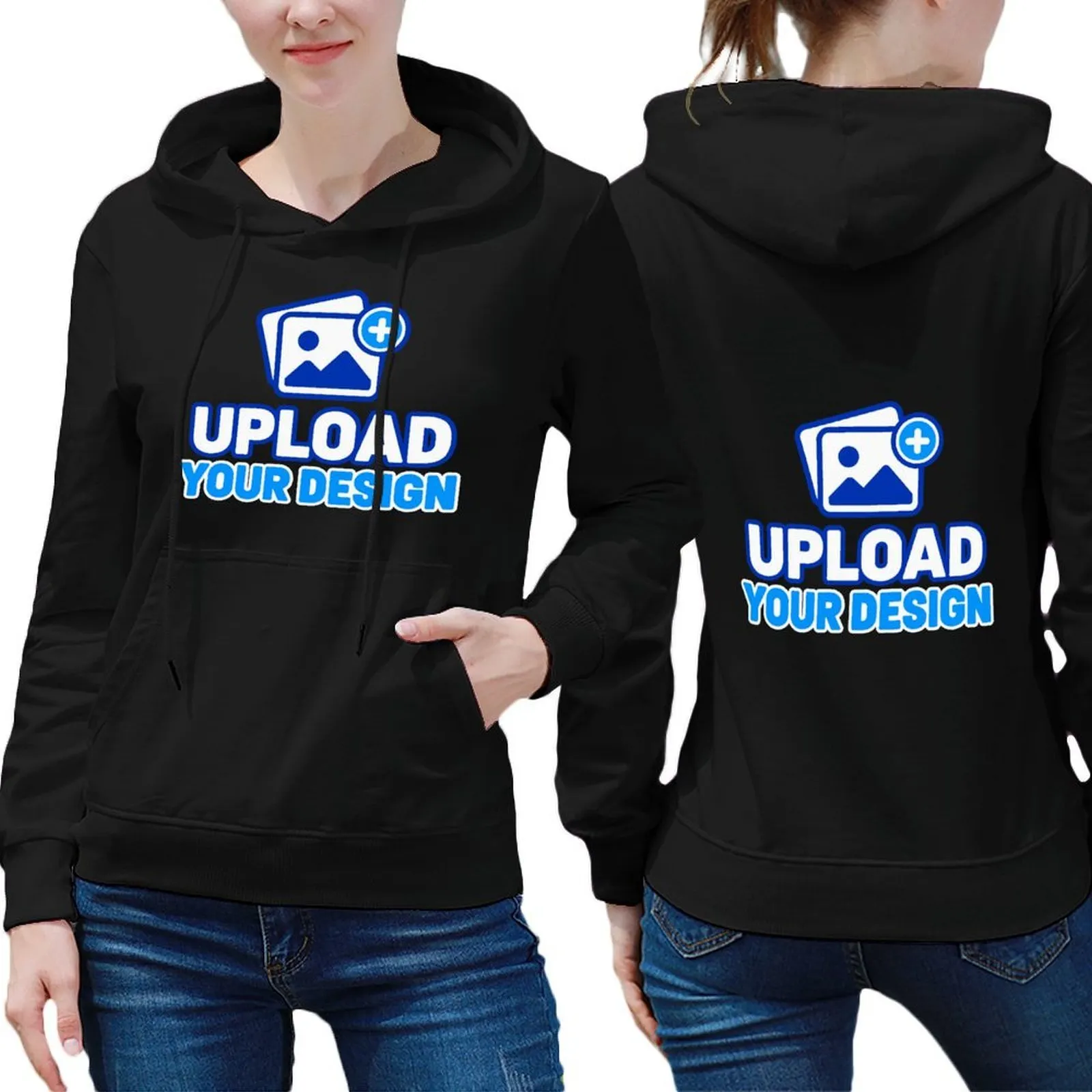Women's Hoodie Sweatshirt With Pockets Double-Sided Print customized with your own uploaded design
