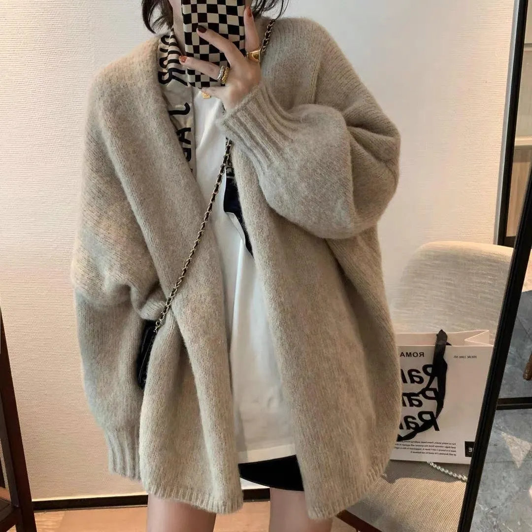 Nigikala Nigikala Dongdaemen Net Red Retro Letter Sweater Women Autumn And Winter Loose Lazy Wind Dopamine Round Knitted Shirt