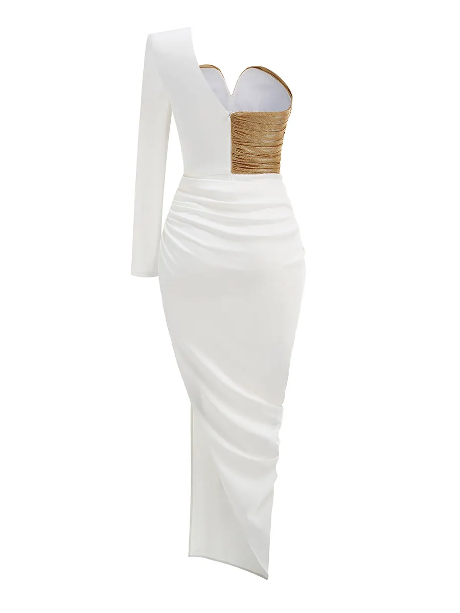 Brownm Autumn And Winter New Sleeves Hot Dress Three-Dimensional Flower Bag Tight-Up Fashion Dinner Dress Dress
