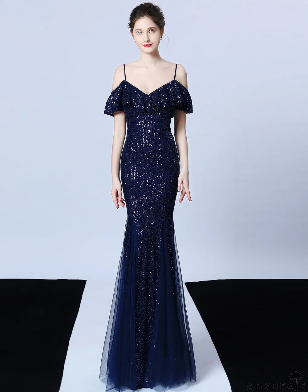 Formal Sequins Mermaid Strap Evening Dress
