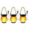 Solar Lanterns Lights with Dual Charging Modes of Solar & Type-C Flickering Flame Garden Light for Garden Yard Patio Decorative