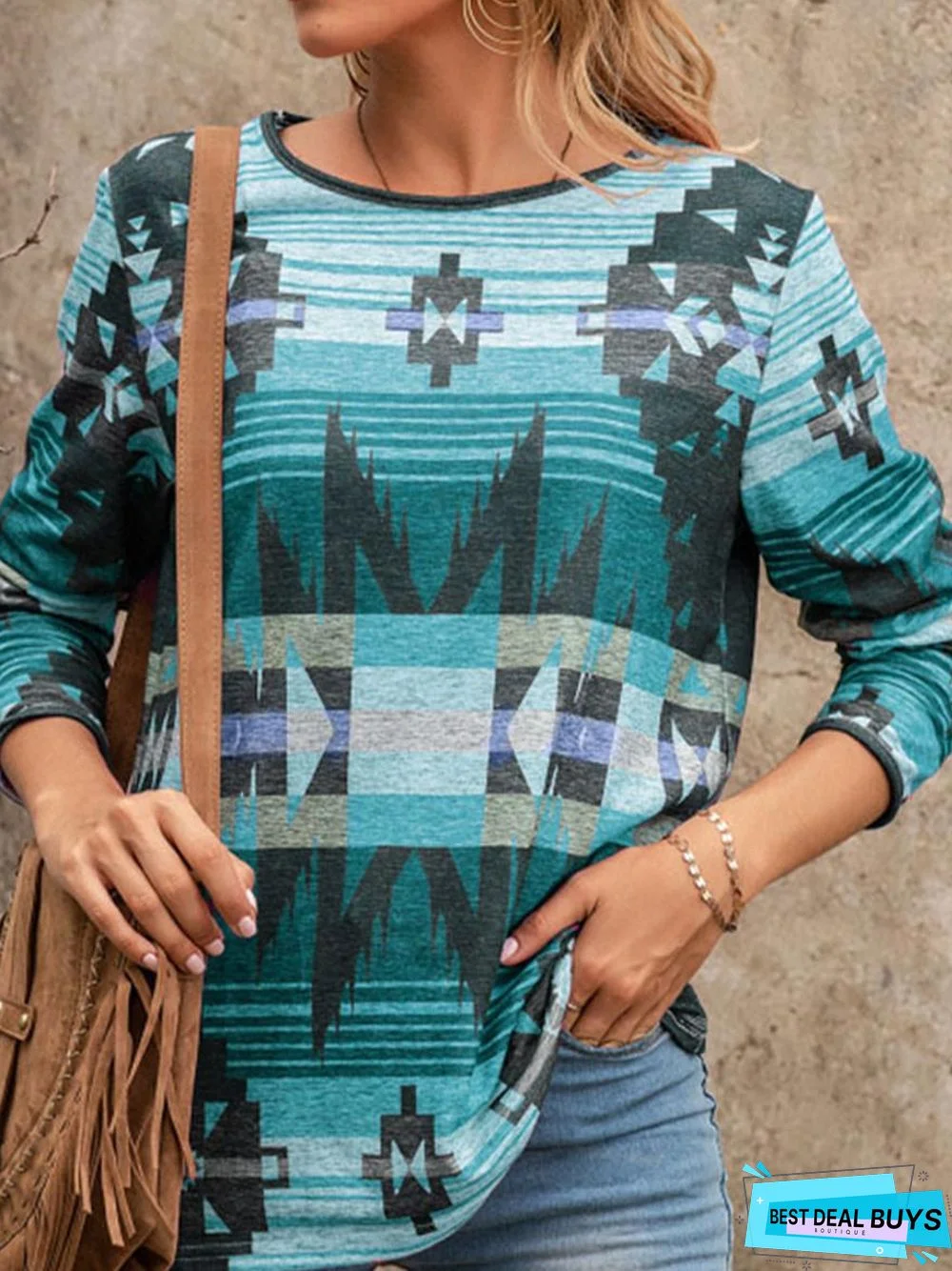 Casual Vintage Print Long Sleeve T-Shirt