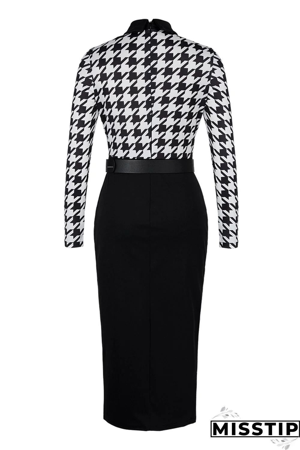 Black khaki Fashion Casual Print Patchwork With Belt Turndown Collar Long Sleeve Dresses