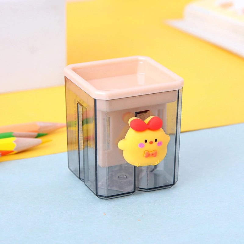 Double Hole Pencil Sharpener/children’s Cute Cartoon Pencil Sharpener Primary School Students Creative Stationery Multifunctional Pencil Sharpener