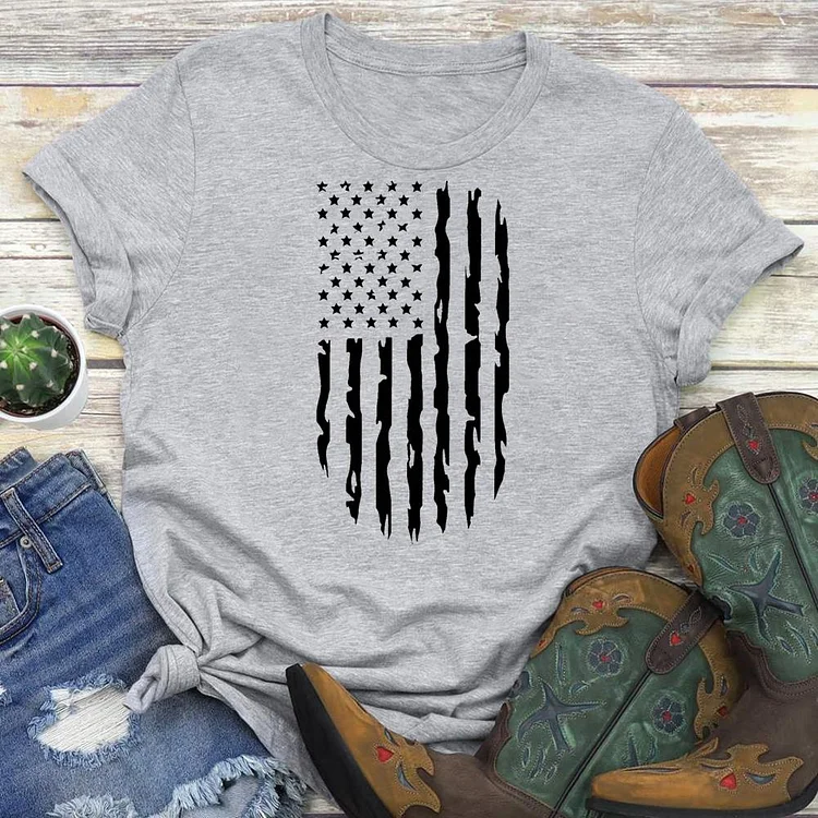 American flag Round Neck T-shirt-018171