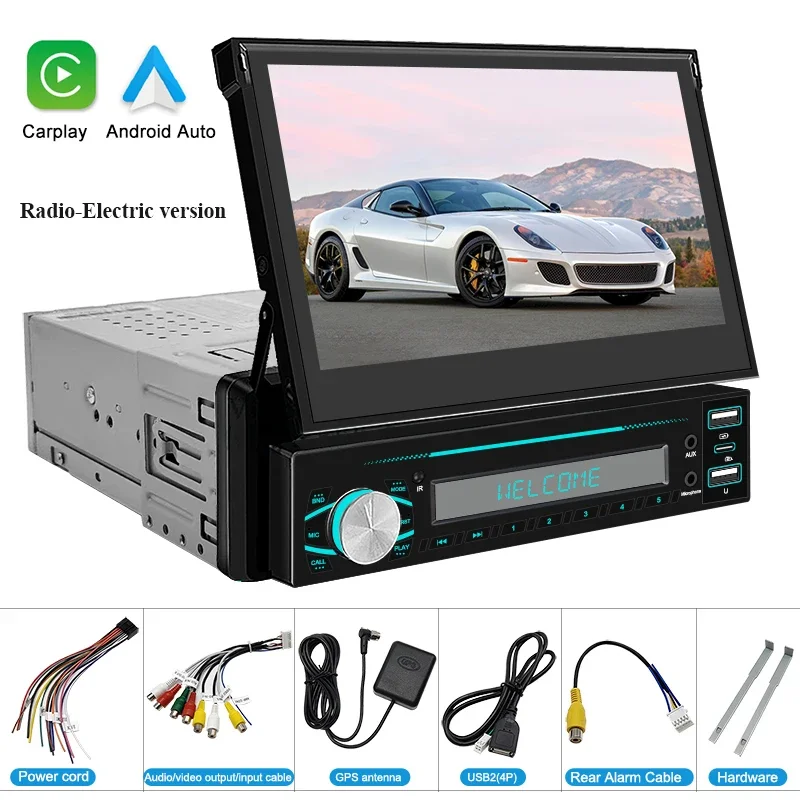  F Radio auto retractabil cu ecran retractabil Android Auto de 7 inch Bluetooth Bluetooth Navigație auto FM Radio auto