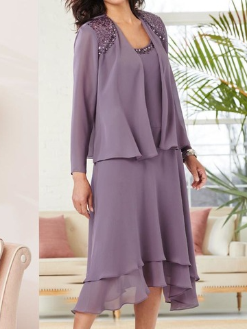 Plain Autumn Urban Natural Wedding Loose Cotton-Blend Coat With Skirt Regular Two Piece Sets For Women