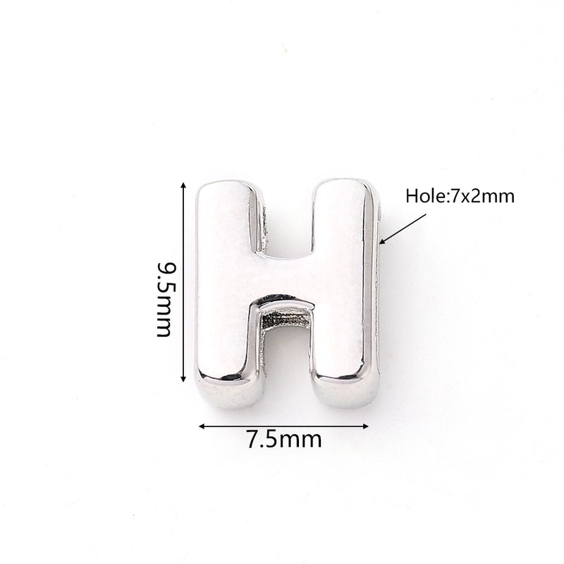 1 Pc/Package 9.5x6mm 9.5×7.5mm 9.5x8mm 7x2mm Copper White Gold Plated Letter Bubble Polished Beads