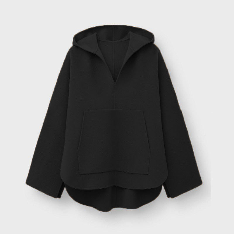  thdmladies Hooded V-Neck Cashmere Sweater Double-Faced Woolen Coat thedmladies