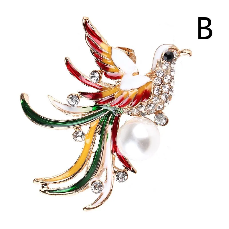 Women Bird Phoenix Owl Swallow Woodpecker Enamel Bird Brooches Women Alloy Brown Grey Bird Animal Party Casual Brooch Pins Gifts