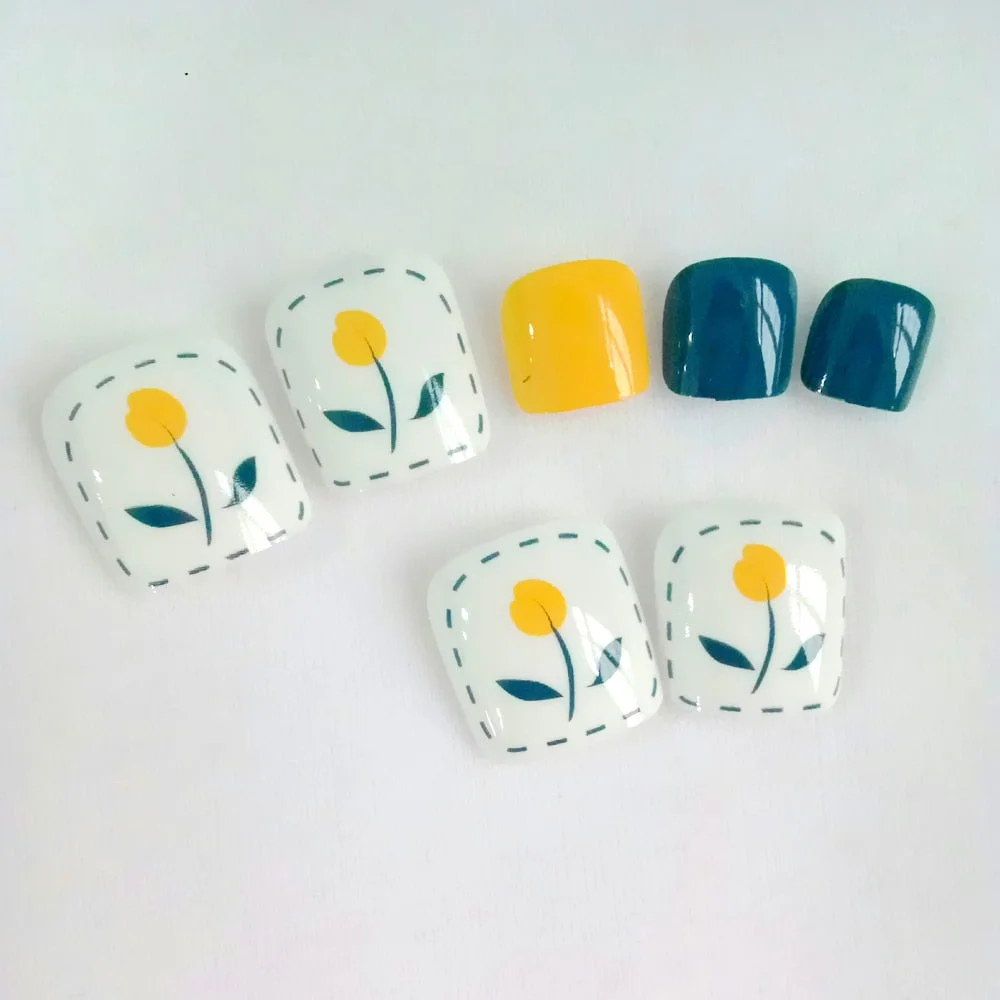 24Pcs Lovely Cherry Toe Nails With Design Acrylic Fake Toenails For Foot DIY Lady Full Cover Tip Manicure Tool-Nail Inspo