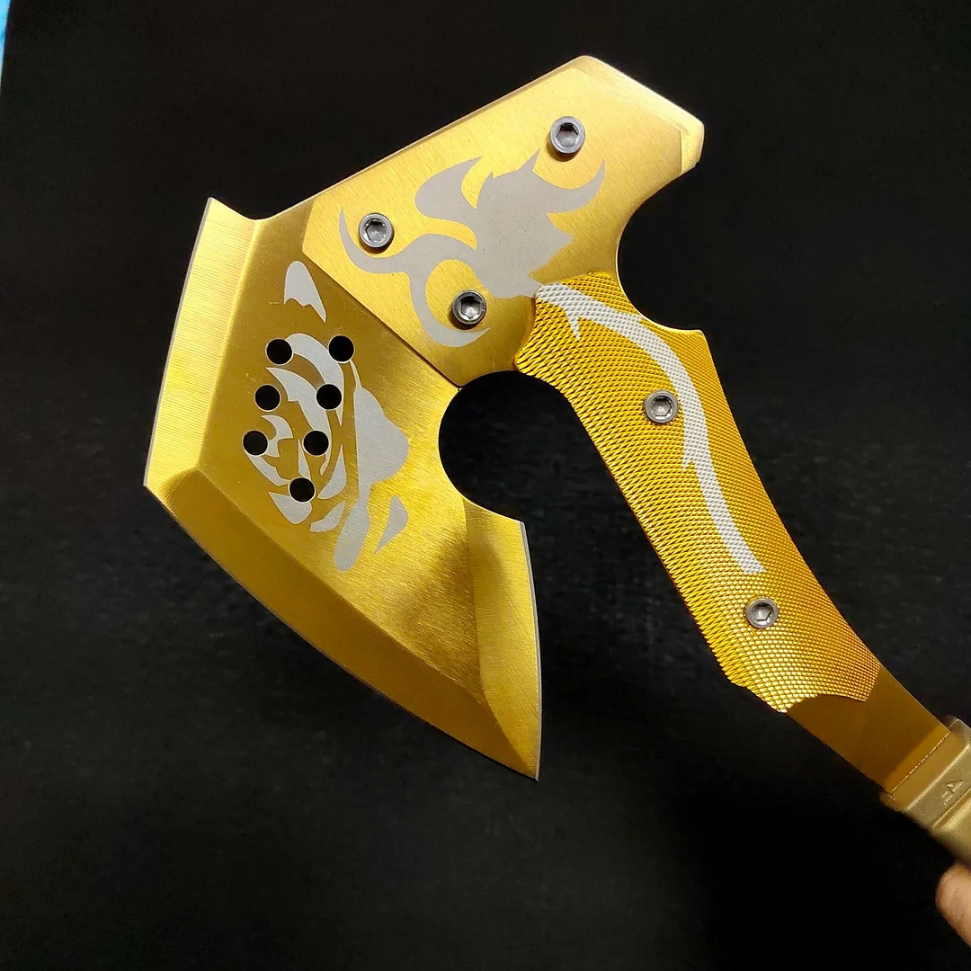 Diy Outdoor Wood Axe Stainless Steel Mountaineering Hatchet Carbon Steel Fiberglass Field Hammer Golden Axe for Camping