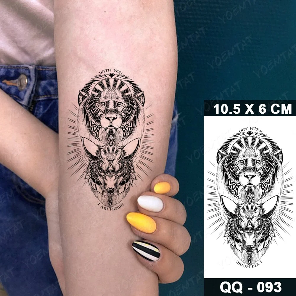 Waterproof Temporary Tattoo Sticker Lace Lotus Totem Flash Tatoo Black Henna Mandala Hand Wrist Fake Tatto For Body Art Women