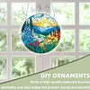 (18.5cm)DIY Acrylic Jigsaw Puzzle Window Hanging with Hanging Chain DIY Stained Glass Decoration Round Window Puzzle Decor for DIY Craft Project (Sunrise Landscape)
