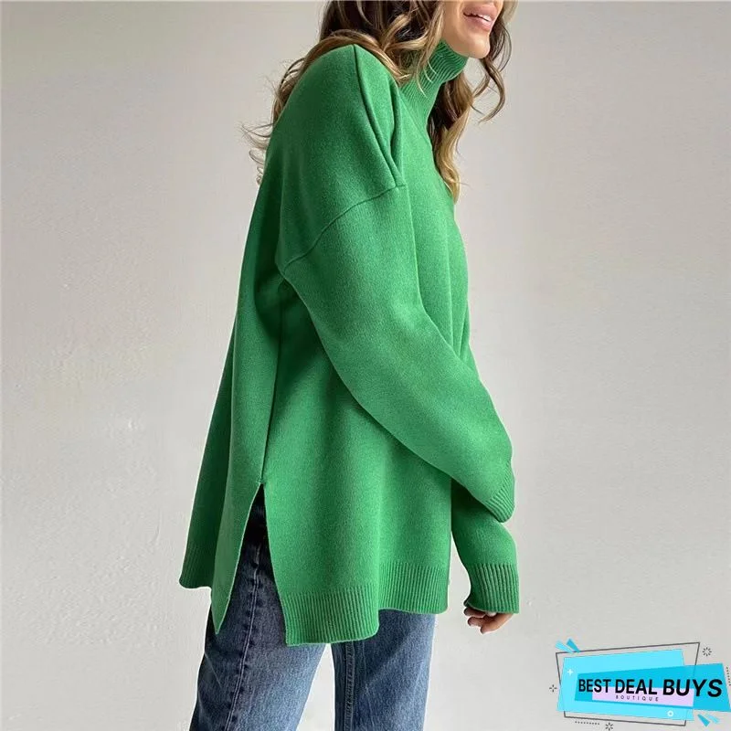 Women Casual Tops Tunic Turtleneck Sweater