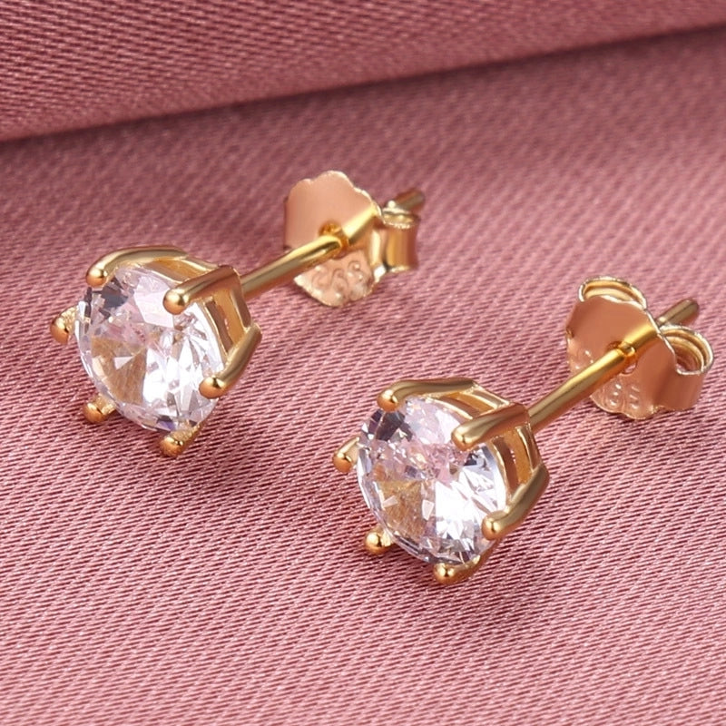 1 Pair 925 Sterling Silver Gem Geometric Earrings