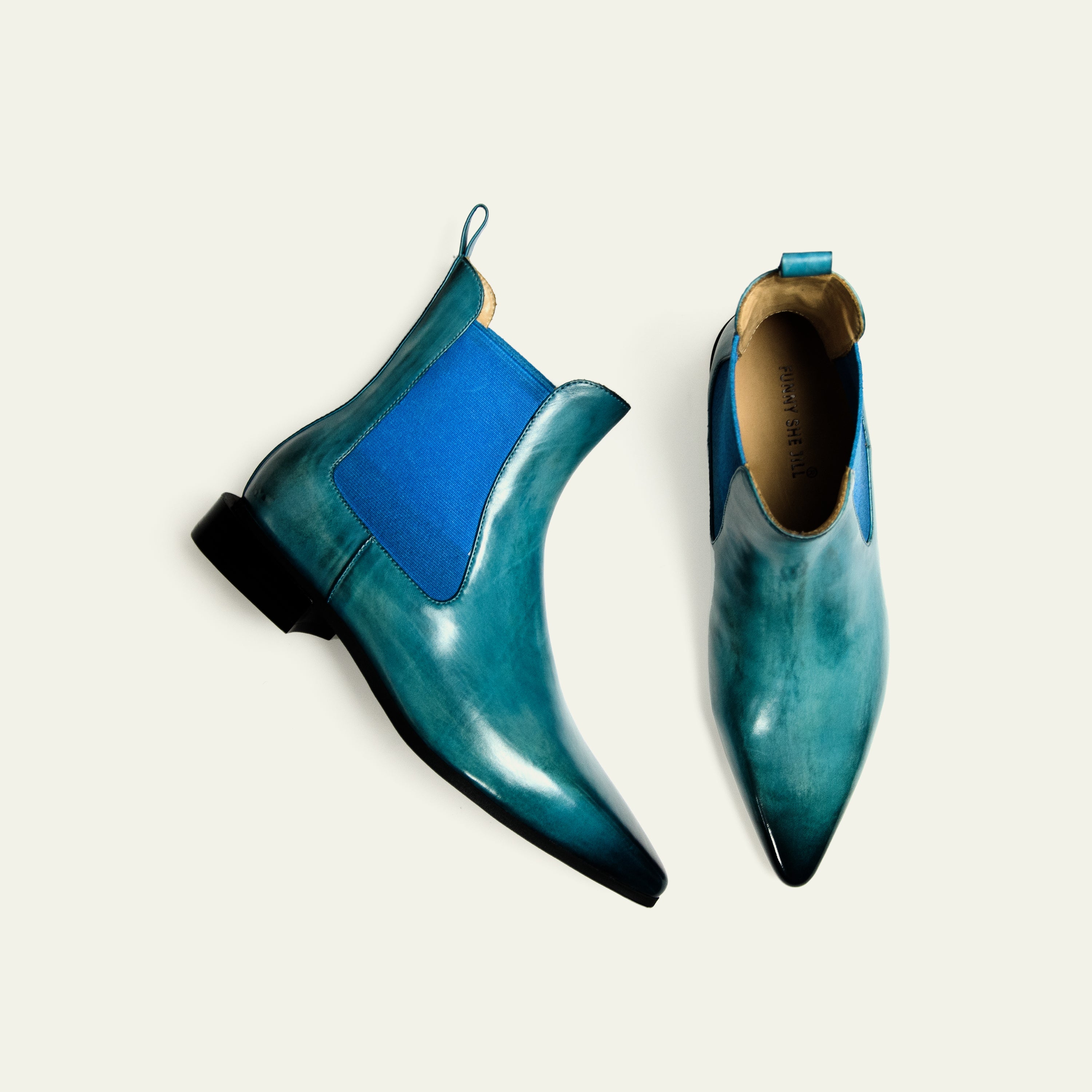 Waterproof Pointed Toe Boots Genuine Leather Chelsea Booties