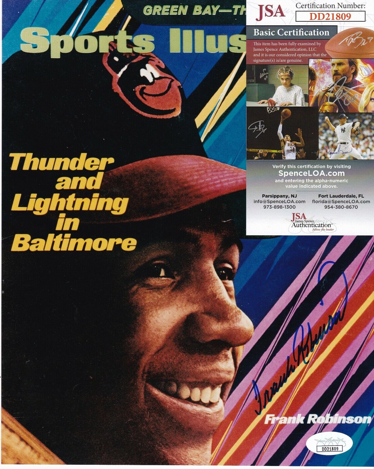 FRANK ROBINSON BALTIMORE ORIOLES JSA AUTHEN SPORTS ILLUSTRATED SIGNED 8x10