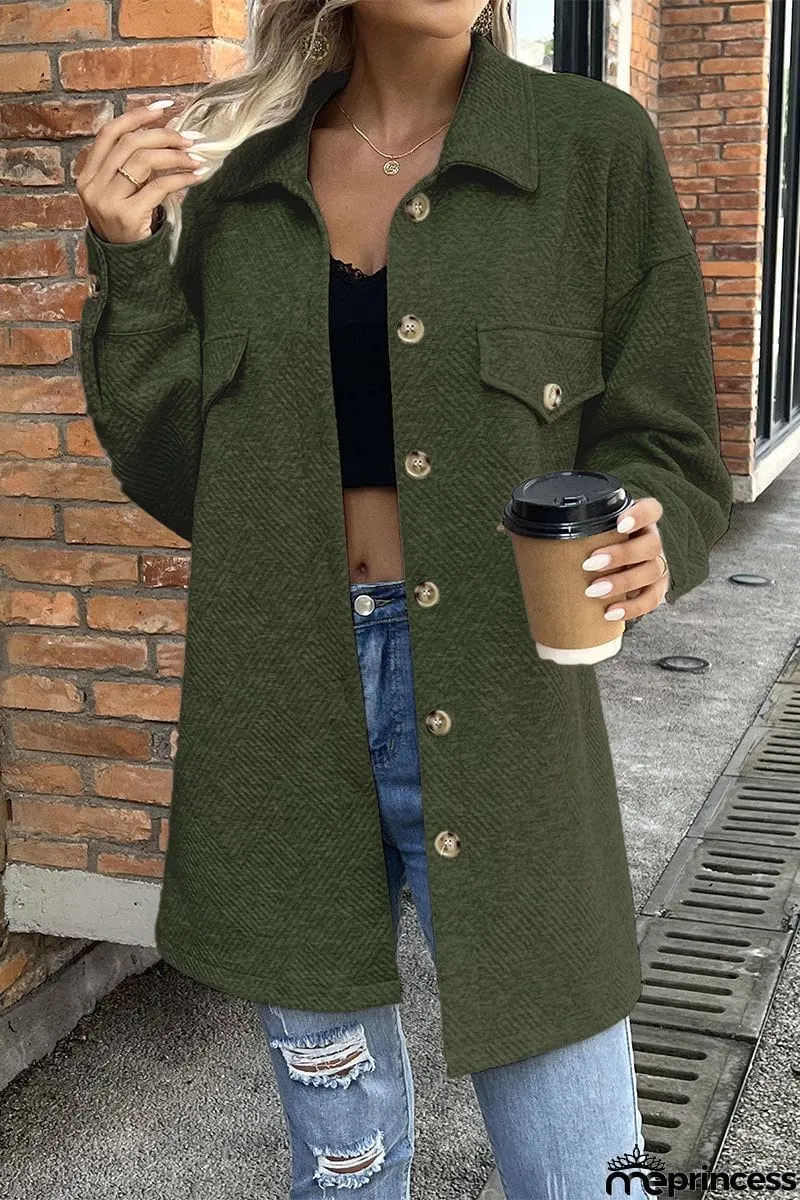 Casual Work Solid Patchwork Buttons POLO collar Outerwear