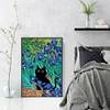 (Big Size)The Black Cat In Van Gogh'S Iris Painting - 11CT Stamped Cross Stitch - 45*65cm