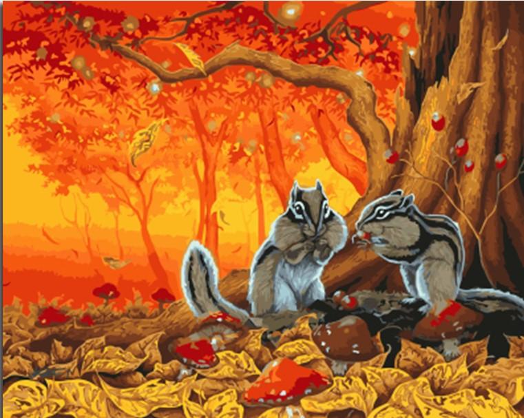 

Squirrel Couple – Paint By Numbers - 40*50CM, 501 Original