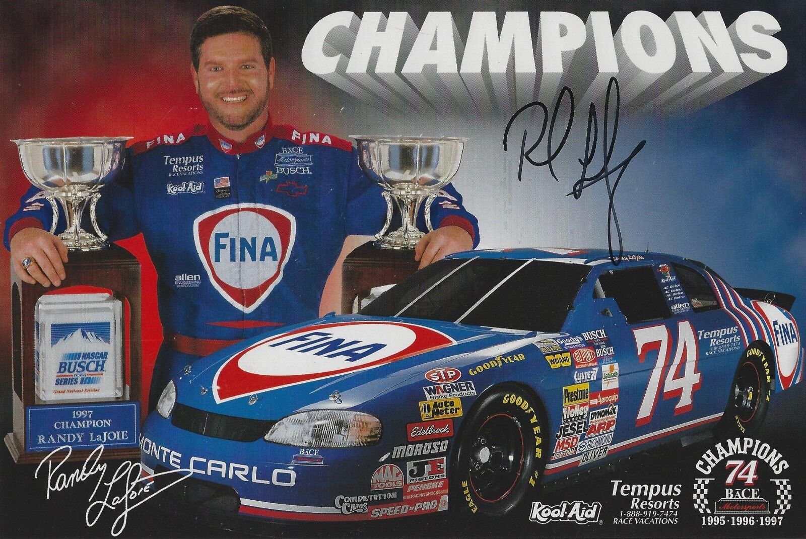 Randy LaJoie Signed 6x9 Photo Poster painting BAS Beckett COA #74 NASCAR Promo Picture Autograph