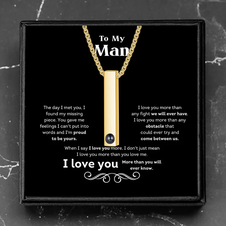 Projection Necklace 3D Bar Necklace Personalized Photo NecklaceCreative Gift for Men