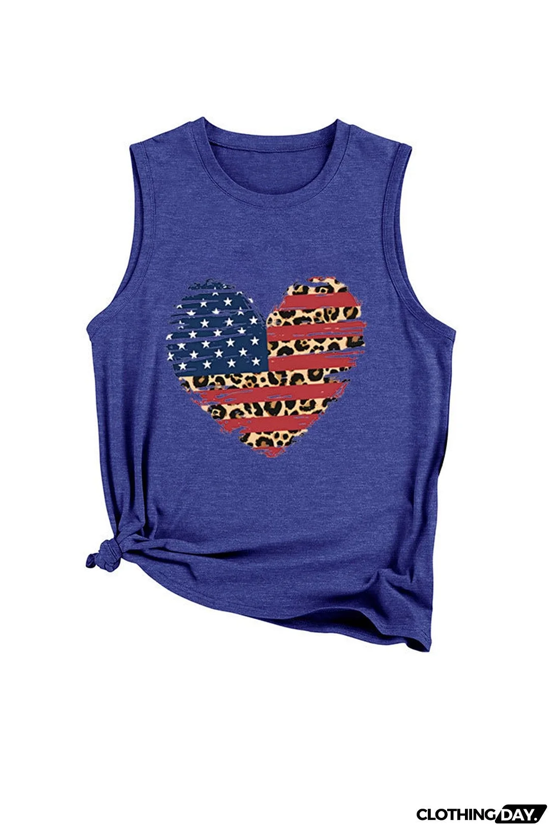 Peach Heart Flag Graphic Sleeveless T-shirt