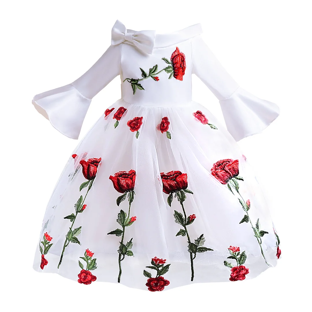 Princess-like Floral Kids Dress: Girls' Short Sleeve Dress for Parties, Special Occasions, and Flower Girls