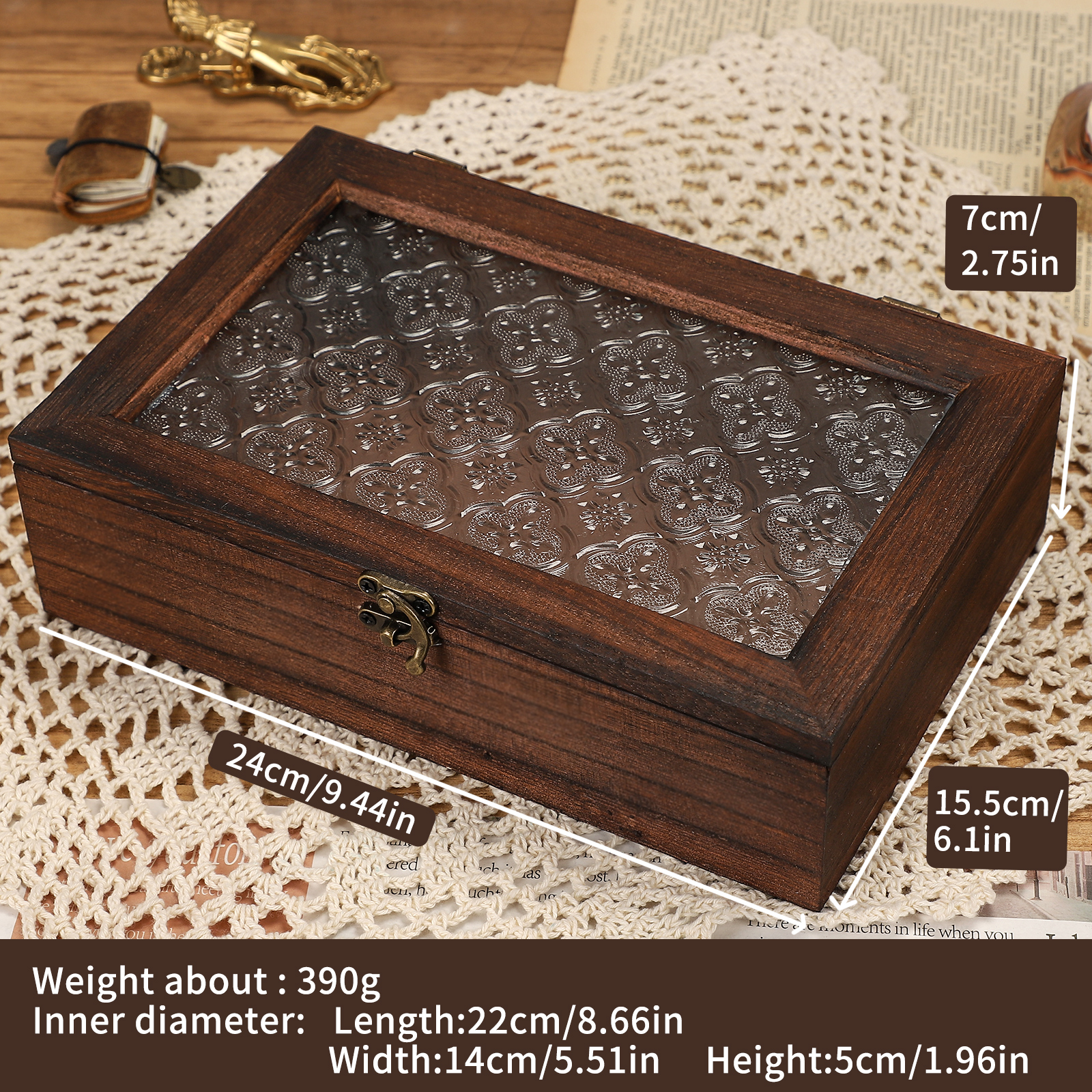 Journalsay Vintage Wooden Flip-top Storage Box