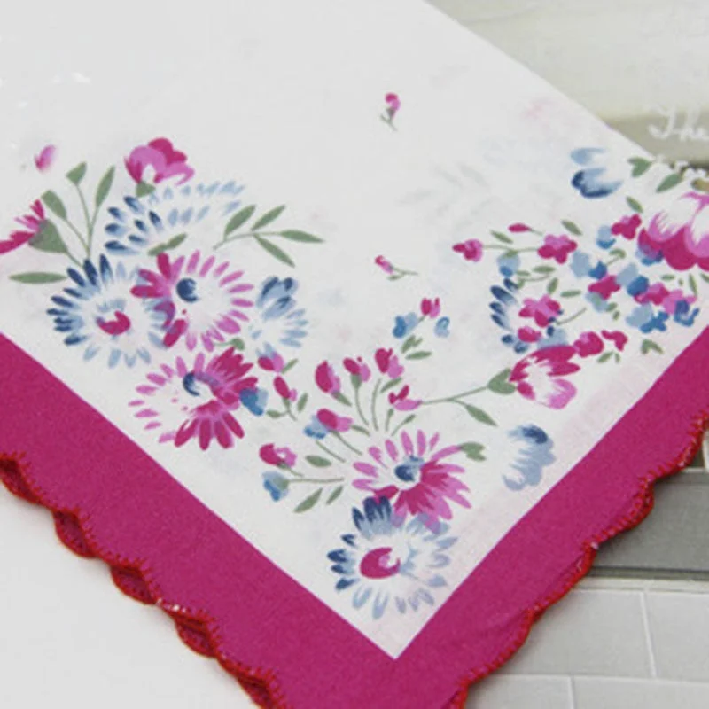 Handkerchiefs Women Printing Cute Square Towel Pocket Womens Elegant Simple Wipe Sweat Soft Cotton Trendy Casual Ladies 2020 New