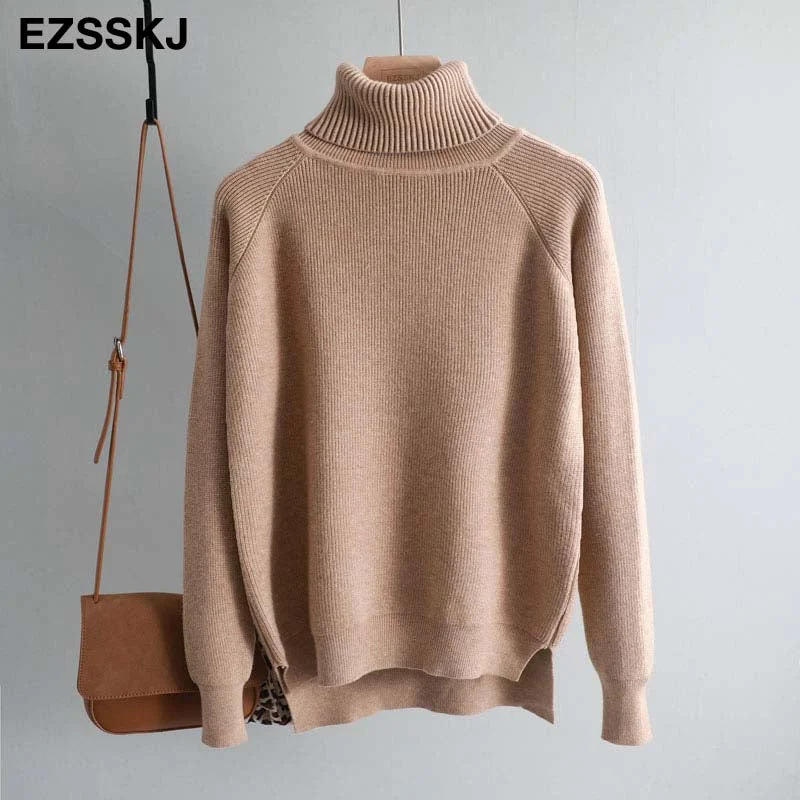 New casual thick Autumn Winter turtleneck oversize Sweater Pullover Women warm chic female loose Knitted Basic Sweaters pull