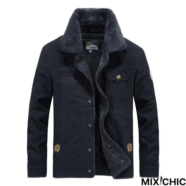 Men Brand Bomber Jacket Autumn Winter Thick Warm Jacket Men Fur Collar Plus Size Fleece Coat