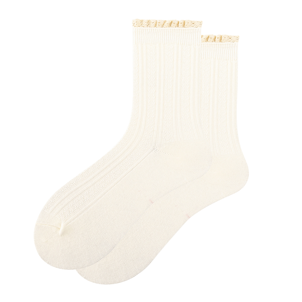 

Fashion Cotton Socks Korean Women Solid Color Lace Mid-Calf Length Socks, 501 Original