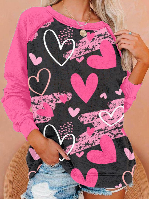 Women Long Sleeve V-neck Graphic Floral Printed Top