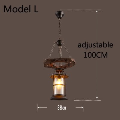Retro Bar Industrial Wind Chandelier Loft Solid Wood Personality Restaurant Bar Industrial Coffee Shop Industrial Chandelier