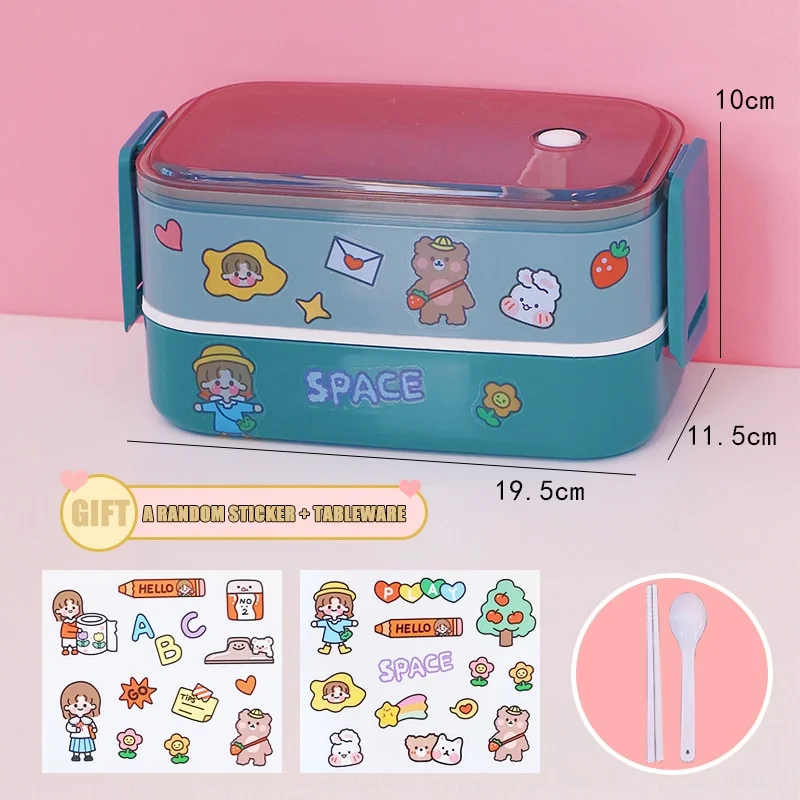 Nigikala Kawaii Organizer Lunch Box Container Acciaio Double Layer Lunch Box Container With