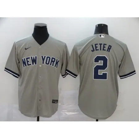 Men's New York Yankees #2 Derek Jeter 2020 Grey Cool Base Stitched MLB Jersey