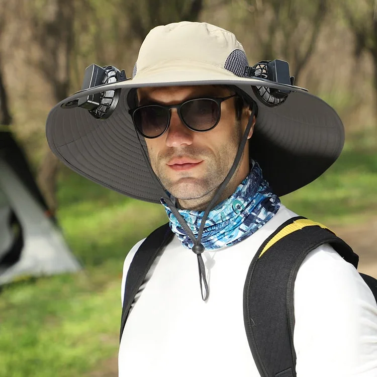 🔥Father's Day 49% OFF - Wide Brim Solar Fan Outdoor Fishing Hat-Solar & USB Charging