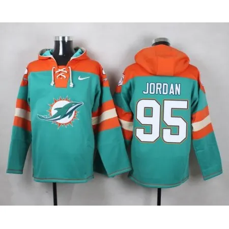 Dolphins #95 Dion Jordan Aqua Green Player Pullover NFL Hoodie
